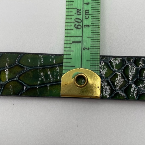 Coldwater Creek Leather Green Embossed Snake Print Belt with Nickel Buckle Sz S - Picture 11 of 15
